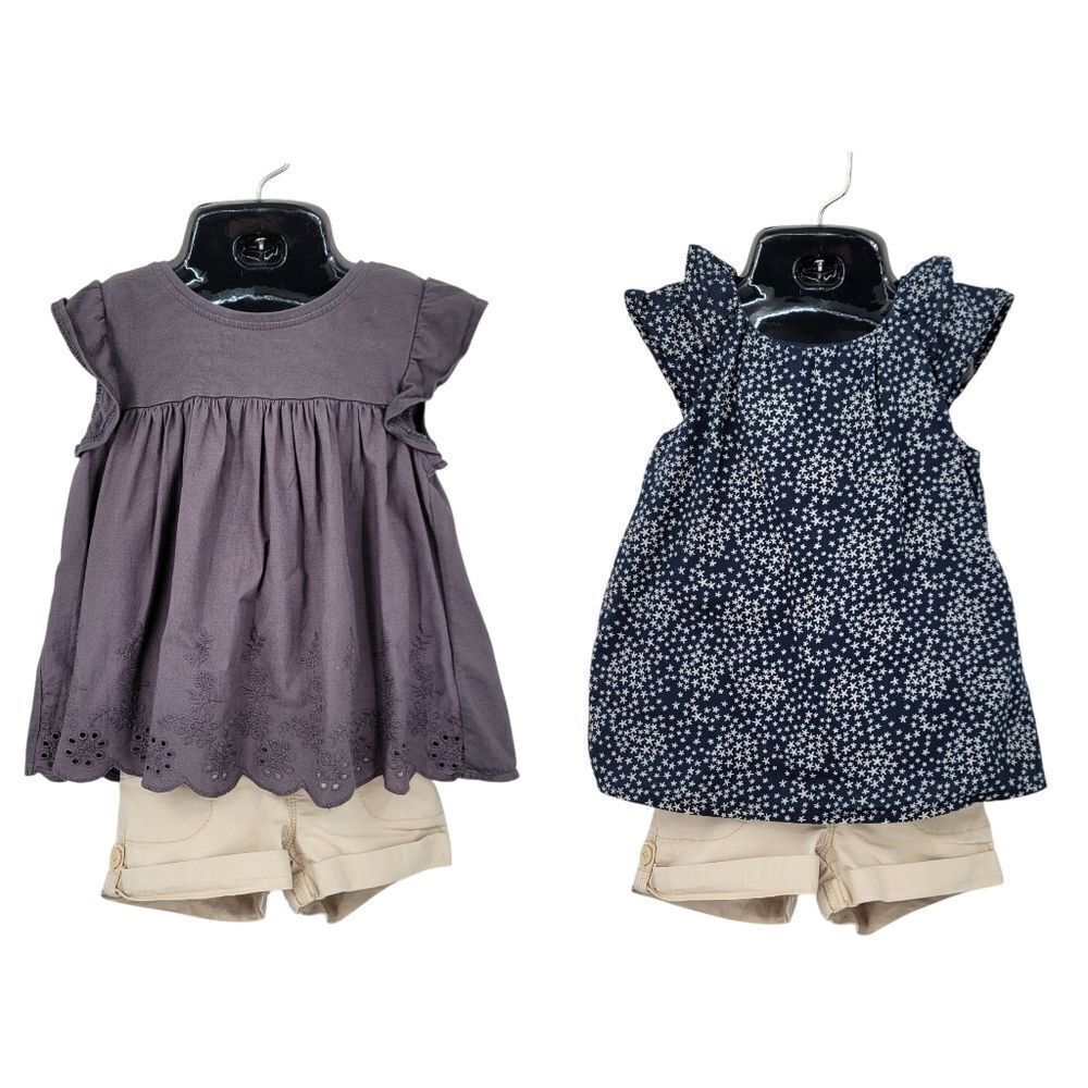 GAP Khaki Shorts and Top Cotton Bundle Navy Star Blouse and Gray Eyelet Blouse